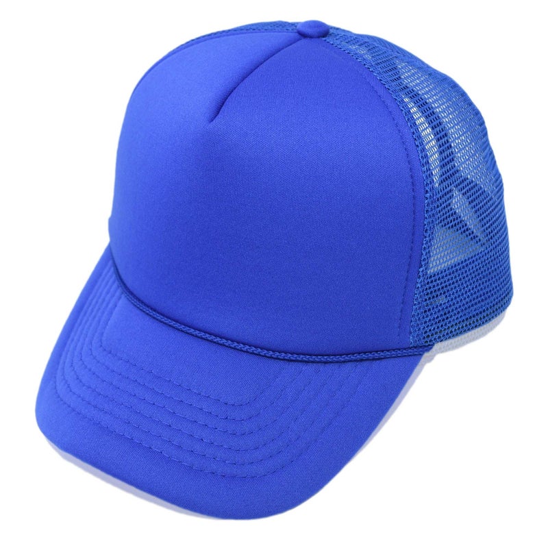 DALIX Plain Trucker Hat Mesh Cap in Royal Blue - Image 1